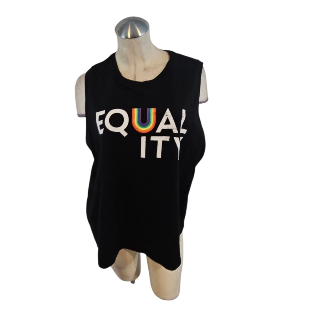 3/$25 Pride Size 1X Black Sleeveless Equality Top